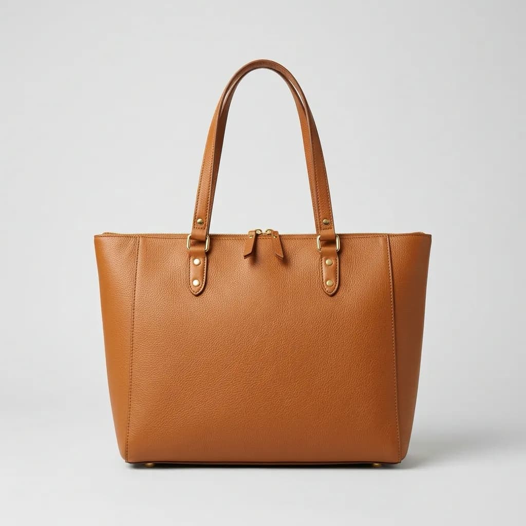 Bolso Tote Femenino de Cuero Legítimo Caramelo Grande