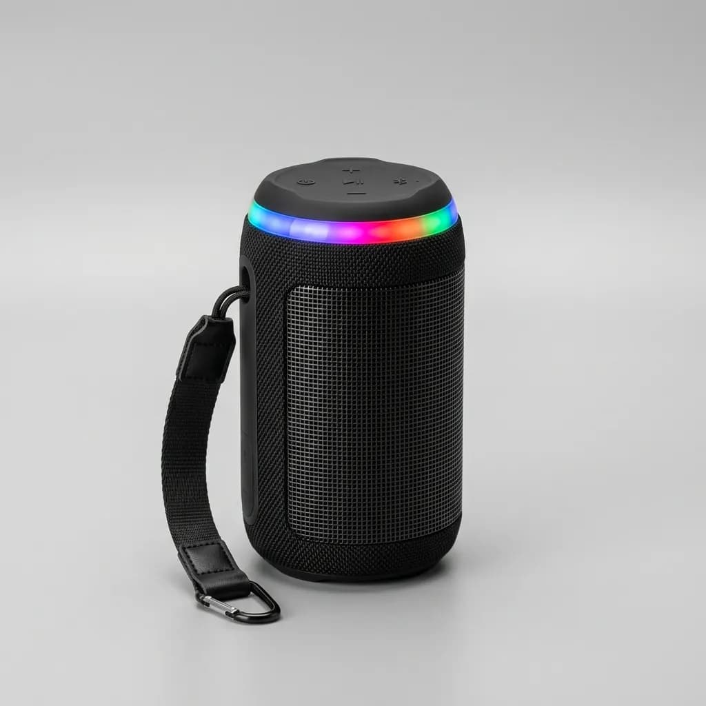 Caixa de Som Bluetooth Portátil LED RGB Rádio FM USB