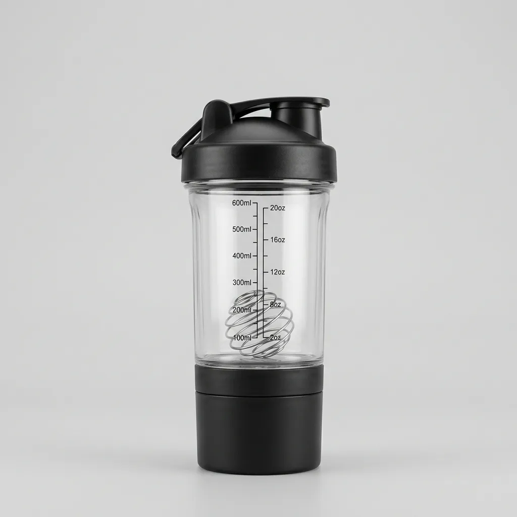 Coqueteleira Shaker 600ml com Compartimento e Mola Misturadora