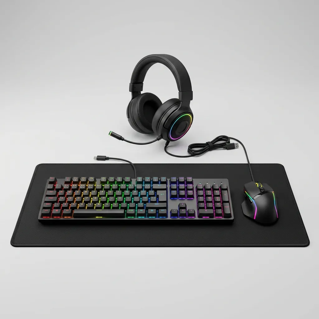 4-in-1 Gaming Bundle: Semi-Mechanical RGB Keyboard, Mouse, Headset, and Mouse Pad to Build Your Setup — imagem 2 de 4