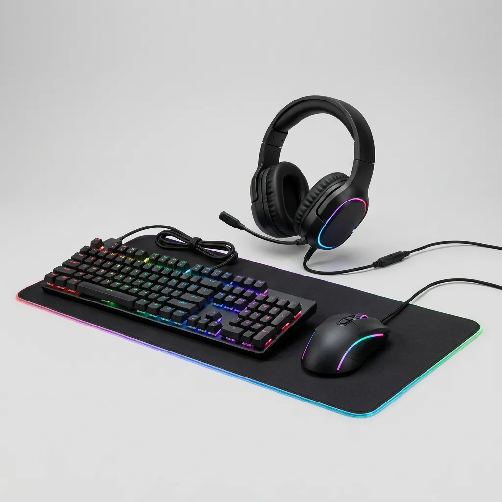 4-in-1 Gaming Bundle: Semi-Mechanical RGB Keyboard, Mouse, Headset, and Mouse Pad to Build Your Setup — imagem 3 de 4