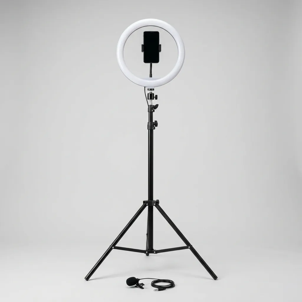Kit Youtuber Ring Light 26cm Tripé 2,1m com Lapela