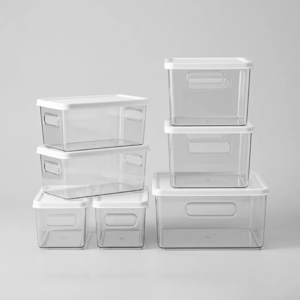 Kit Organizador de Geladeira 6 Potes Transparentes com Tampa Empilháveis