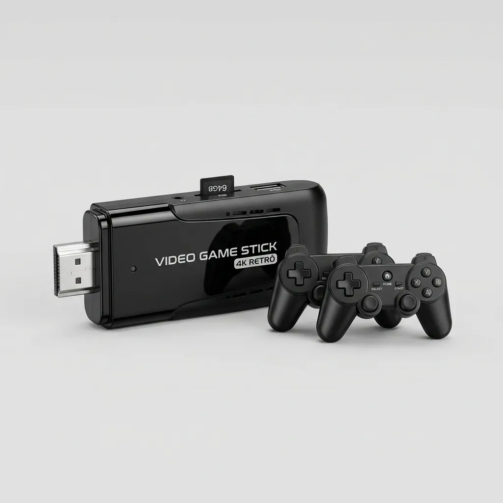 Video Game Stick 4K Retrô 20.000 Jogos com 64GB, Saída HDMI e 2 Controles Sem Fio
